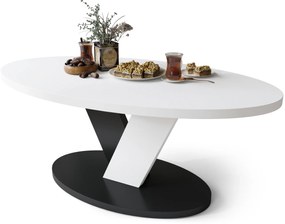 LOVA Bianco/Nero – TAVOLINO OVALE 110x60 cm TAVOLINO DA CAFFÈ MODERNO