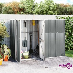 vidaXL Capanno per Attrezzi Grigio 225x89x161 cm in Acciaio Zincato