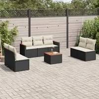 Set Divani da Giardino con Cuscini 8 pz Nero in Polyrattan 3225881