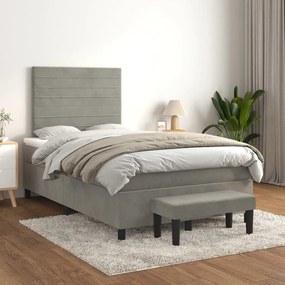 Giroletto A Molle Con Materasso Grigio Chiaro 120x200cm Velluto /