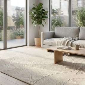 OLIVIA - tappeto in lana avorio con decoro