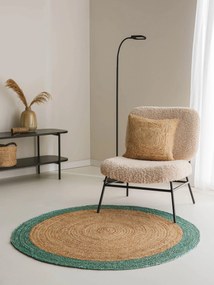 benuta Pure Tappeto di iuta Jutta Verde 115 cm rotondo - Tappeto design moderno soggiorno