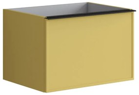 Mobile da bagno sotto lavabo Pixel frame giallo laccato L 60 x H 40 x P 45.5 cm 2 cassetti, lavabo non incluso