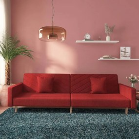 Divano Letto A 2 Posti Con 2 Cuscini Rosso Vino İn Tessuto /