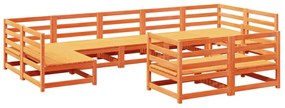 Set divani da giardino 9 pz marrone cera legno massello pino