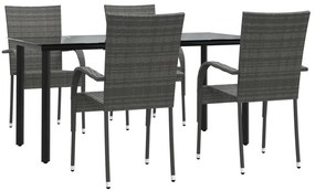 Set da pranzo da giardino 5 pz grigio in polyrattan