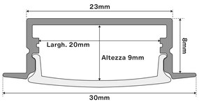 Profilo Incasso per Doppia Striscia LED 1m e 2m - BIANCO Variante Lunghezza Profilo 2 metro