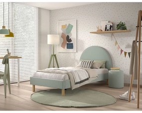Letto singolo imbottito verde con griglia 90x200 cm MOON - Vipack