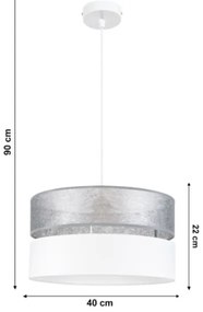 Lampadario su filo LIMA 1xE27/60W/230V argento/bianco