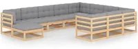 Set Divani da Giardino 11 pz con Cuscini Legno Massello di Pino cod mxl 44687