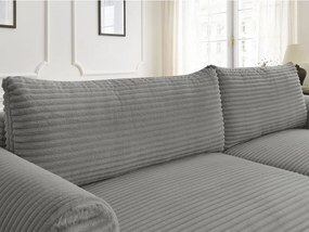 Divano angolare in grigio scuro allungabile (con penisola a destra) con rivestimento in velluto a coste Lucien – Bobochic Paris