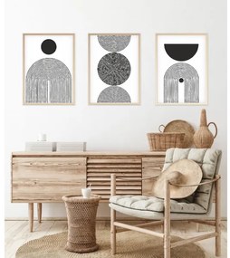 SET 3x Foto in cornice 50x70 cm nero/bianco