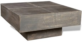 Tavolino Da Salotto Marrone Scuro Quadrato Legno Massello Mango /