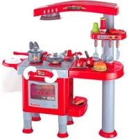 Cucina Giocattolo per Bambini 81x33x83 cm con Accessori Rossa