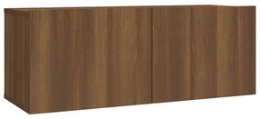 Set mobili porta tv 2 pz rovere marrone in legno multistrato