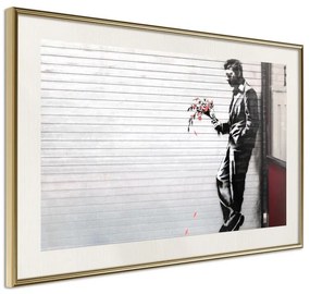 Poster  Banksy: Waiting in Vain  Cornice Quadri Cornice d'oro con passe-partout, Larghezza x Altezza Home decor 90x60