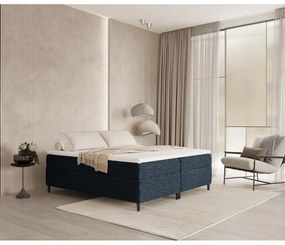 Letto boxspring blu scuro con contenitore 180x200 cm Araya - Maison de Rêve