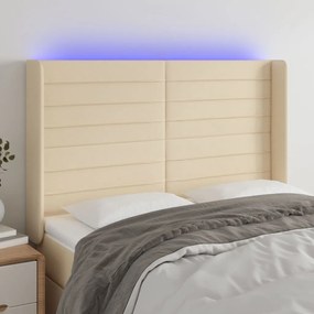 Testiera A Led Crema 147x16x118/128 Cm İn Tessuto /