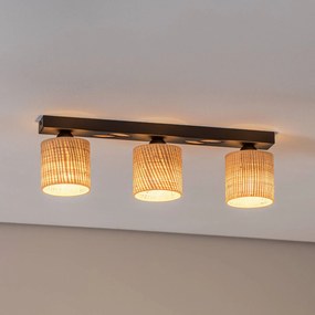 Luminex Plafoniera Adeline con paralume in rattan a 3 luci