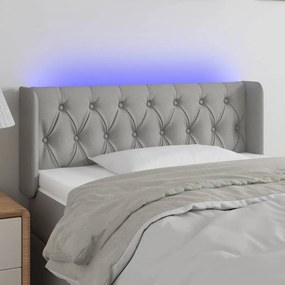 Testiera Grigio Chiaro A Led 93x16x78/88 Cm İn Tessuto /