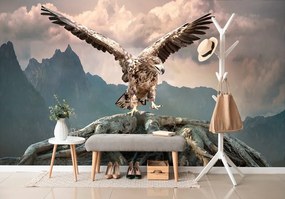 Carta da parati – Aquila con ali spiegate sulle montagne
