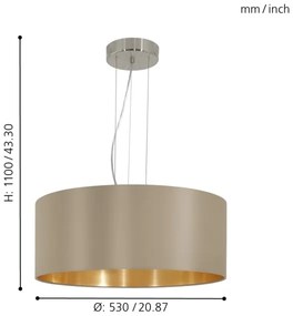 Eglo 31607 - Lampadario a sospensione con filo MASERLO 3xE27/60W/230V