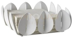 Portatovaglioli di design ficus bianco marmo in ferro 21x21x9h cm