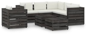 Set divani da giardino con cuscini 8pz legno impregnato grigio