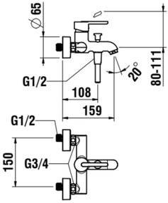 LAUFEN H3210810044001 - Rubinetto vasca LUA cromo lucido