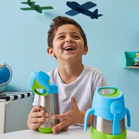 Bottiglia termica con cannuccia 350 ml – blu/verde