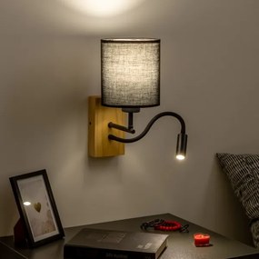 Brilagi - Applique a LED NUBILA WOOD 1xE27/25W/230V + LED/3W quercia/nero