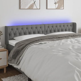 Testiera A Led Grigio Scuro 203x16x78/88 Cm İn Tessuto /