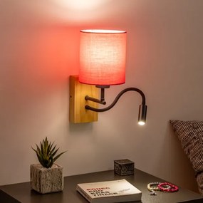 Brilagi - Applique a LED NUBILA WOOD 1xE27/25W/230V + LED/3W quercia/rosa