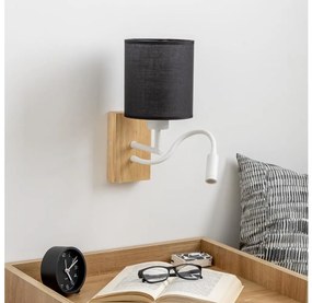 Brilagi - Applique a LED NUBILA WOOD 1xE27/25W/230V + LED/3W quercia/nero