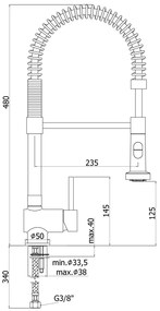 Miscelatore lavello Professionale con canna orientabile braccio flessibile e doccia Happy 2 getti in ABS cromo STICK SK176 Paffoni