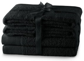 Set di asciugamani per viso e corpo tipo terry neri in cotone 6 pz Amari – Restilo