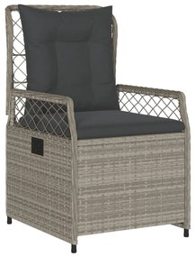 Set da pranzo da giardino 7 pz cuscini polyrattan grigio chiaro