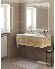 Mobile sottolavabo e lavabo Neo rovere miele L 120 x H 32 x P 48 cm 1 vasca 2 cassetti