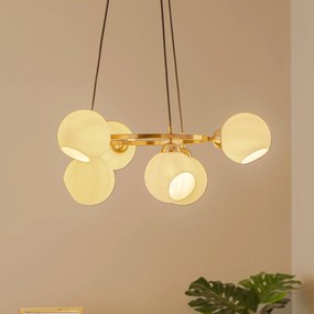 Lucea Lampadario Ramella, ottone anticato, a 6 luci