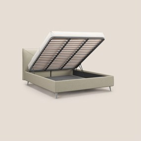 Adone letto imbottito contenitore a doppia pannellatura in bouclet impermeabile T07 beige