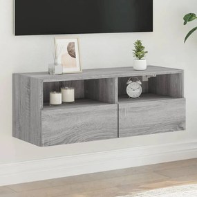 Mobile Tv A Parete Grigio Sonoma 80x30x30 Cm Legno Multistrato /