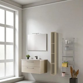 Mobile da bagno sospeso 102 cm con lavabo integrato e specchio Tortora Opaco - MAYA1