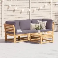 Set Mobili da Giardino 3pz con Cuscini Legno Massello di Acacia 3214314