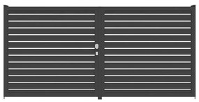 Cancello manuale battente ALBA Maia120-20 in alluminio, apertura centrale, L 400 x H 190 cm, di colore grigio antracite