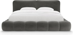 Letto matrimoniale imbottito grigio scuro con contenitore con rete inclusa 200x200 cm Solange – Micadoni