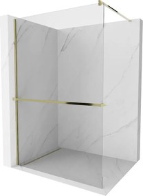 Mexen Kioto+ Parete doccia con mensola Walk-in 100 x 200 cm, trasparente, oro - 800-100-121-50-00