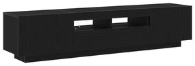 Mobile tv  con luci led, nero rovere, 180x35x40 cm, in legno ingegnerizzato