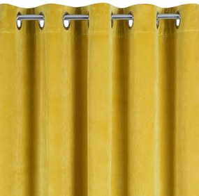 Tenda in velluto giallo senape per cerchi 140X250 cm
