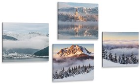 Set di quadri – Paesaggio invernale innevato