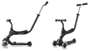 QPlay - Monopattino per bambini con ruote LED 5 in 1 SEMA PRO nero